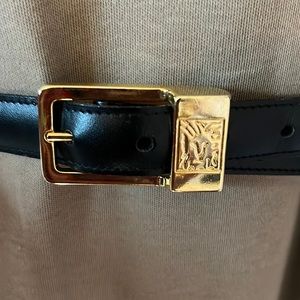 EUC Anne Klein for Calderon Narrow Navy Leather Belt Sz L